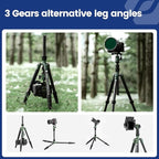 Fotopro 59" Carbon Fiber Travel Tripod, Compact Camera Tripod with Metal Ball Head, Detachable Monopod with Quick Release Plate and Bag, Load up to 8KG/17.63lbs