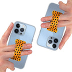 Phone Grip Holder for Hand, Universal Finger Strap Phone Holder, Finger Selfie Grip Compatible with Most Smartphones (Black Polka Dots) -2Pack