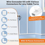 126in Cord Hider Kit, Wire Covers for TV on Wall, Paintable Cable Management Kit, Cable Cover for Mounted TV, Hide Wires Along Wall, Grey Cord Cover, 8xL15.7in W0.95in H0.55in