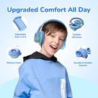 EarFun K4 Kids Bluetooth Headphones, Wireless Headphones with LED Lights, 74/85/94dBA Volume Limited, Built-in Mic, 90H Playtime, Bluetooth 5.4 Over Ear Headphone for iPad/Tablet/PC/School (Green)