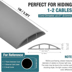 Floor Cord Cover, Cable Protector, 0.63W x 0.31H inches, Wire Cover for Extension Cords, Floor Cable Covers Prevent Cable Trips (Gray, 50-3 Feet)