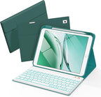 Keyboard Case for iPad 9th 8th 7th Generation 10.2" - 7 Colors Backlit Detachable Folio Keyboard Cover with Pencil Holder for iPad Pro 10.5" / iPad Air 3rd Gen (Cyan)