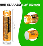 4 Pack HHR-55AAABU NI-MH Rechargeable Battery for Panasonic 1.2V 550mAh AAA Battery for Cordless Phones