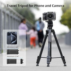 SmallRig CT-07 Aluminum Camera Tripod Stand, 63.4" Travel Tripod for iPhone and Cameras, Phone Tripods with Quick-Switch Vertical/Horizontal Mount, Adjustable Angles & Max. 4kg Load