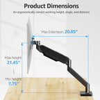 MOUNTUP Single Monitor Mount with USB Fits 42 40 35 32 27 24 Heavy Duty Widescreen, Gas Spring Monitors Stand for Desk, Holds 4.4-33 lbs Screen, Ultrawide Monitor Arm, VESA Mount Clamp/Grommet Base