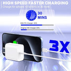 Fast Charger for iPhone 16/15 Charger,10FT Extra Long Fast Charging 3Pack USB-C Wall ChargerBlock USB C To USB C Fast Charging Cable Cord for iPhone 16 Pro Max/iPhone 15 Pro/15 Plus,iPad Pro/Air/Mini