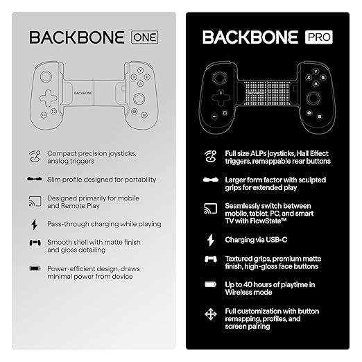 BACKBONE One Mobile Gaming Controller for iPhone (Lightning) - 2nd Gen - Turn Your iPhone into a Gaming Console - Play Xbox, PlayStation, PC, & App Games (3 Months Apple Arcade Included)