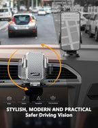 Wireless Car Charger, 15W Fast Charging Auto Clamping Car Charger Cell Phone Holder Mount Vent for iPhone 15 14 13 12 Mini Pro Max, Samsung Galaxy S24 Ultra S23 S22 S21+ Note 20, etc - Silver