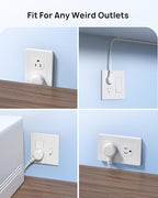 TROND 360° Rotating Flat Plug Extension Cord Surge Protector 15ft, Small Power Strip with 900 Joules, 3 Side Grounded Outlets, 13A, SPT 16/3 Gauge Wire, for Indoor Home Office Dorm Essentials, White