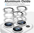 AGVEE 3+3 Camera Lens Protector for iPhone 15 Pro 6.1" / 15 Pro Max 6.7", Brushed Metal Ring 9H Tempered HD Glass Camera Protector Cover Film, Silver