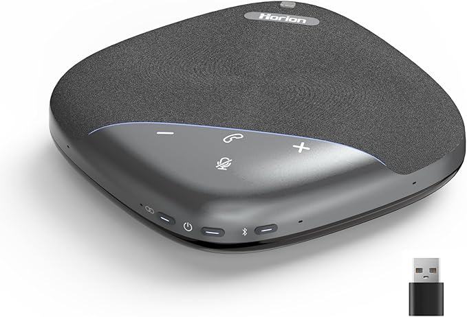 HORION Conference Speaker with Microphone, Wireless Bluetooth Speakerphone for Office Meeting Computer PC, w/8 Mics, 20ft Voice Pickup, 8H Call Time, AI Noise Cancelling, Portable with Zoom/Teams