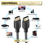 PowerBear 4K HDMI Cable 1 ft | High Speed, Braided Nylon & Gold Connectors, 4K @ 60Hz, Ultra HD, 2K, 1080P, ARC & CL3 Rated | for Laptop, Monitor, PS5, PS4, Xbox One, Fire TV, Apple TV & More