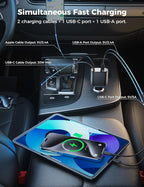 【Upgraded】 SUPERONE Retractable Car Charger 4 in 1, Fast Car Phone Charger with Cord 2.6ft, USB C and Apple Car Adapter, Compatible with iPhone 16 15/15 Pro Max/14/13/12/11, Galaxy, Pixel