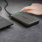 Transcend 4TB SJ25M3, USB 3.1 Portable Hard Drive Rugged, Anti-Shock Resistant, Compact and Lightweight with Lightning-Fast Speeds, One Touch Backup Button, Iron Grey - TS4TSJ25M3S