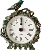 Decorative Mini Table Clock, Vintage Metal Silent Analog Quartz Battery Operated Table Top Clock for Living Room Decor Shelf