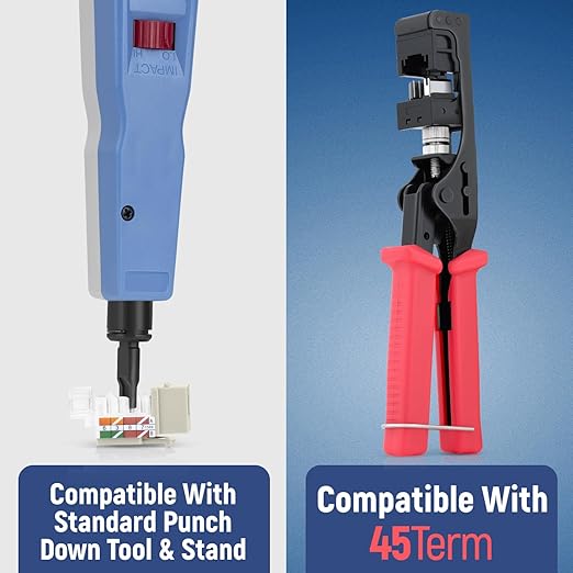 Everest 45° Angled RJ45 Cat6 Keystone Jacks 50-Pack in Ivory - Slim Profile Female RJ45 Connectors - Cat 6 Keystone Jack - Compatible with 45° Angled Speed Termination Tool - 45Term (B0BL3GS7ZY)
