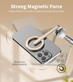 TONEOF 68" Magnetic Selfie Stick Tripod with Aluminum Strong Magnetic Holder for Magsafe, 360° Rotatable Travel Phone Tripod Stand with Metal Ring & Rechargeable Remote for iPhone/Android(Beige Gray)