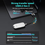 PHIXERO P5 1TB External Portable SSD - 5Gbps External Hard Drive with 2-in-1 USB C to C & USB C to A Cable for PC, Mac, PS5, Xbox | Anti-Shock, Compact Design with Lanyard Hole,White