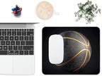 Mouse Pad, Golden Stripes Black Basketball Mouse Pads for Desk, 9.5" x 7.9" Non-Slip Rubber Base Computer Mousepad with Women, Portable Square Design for Wireless Mouse and Pad Laptop Office & Travel