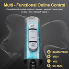 USB-A/USB C/3.5mm Jack 3-in-1 PC Headset, Wired & Noise with Noise-Cancelling Microphone for Laptop - Type-C Computer Headphones with Mic in-line Control for Home