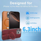 Leather Case, Suitable for iPhone 15 Pro Max Case, Invisible Magnetic Design, Equipped with a Lanyard and Foldable Stand, Black, Yellow and red (Black, iPhone 15 Pro Max)