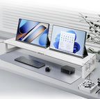 Dual Monitor Stand Riser – 36-Inch Computer Monitor Stand with Multifunctional Slot for 2 Monitors, Multi-Purpose Desktop Storage for Laptop, Printer, TV