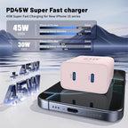 iPhone 16 15 Pro Max Charger Fast Charging,45W Dual Port USB C Fast Charger Block [2-Pack] & Extra Long 60W 3/6/10/10FT USB C Cable - PD Quick Adapter 3.0 for iPhone 16 15/16 15 Pro/16 15 Plus.