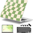 Case for MacBook Air 15 Inch 2025 2024 2023 Release M4 A3241 M3 A3114 M2 A2941, Hard Shell with Screen Protector & Keyboard Cover, Compatible with Touch ID, Green Checkered
