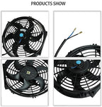 2PCS 10 Inch Universal High Performance Slim Fan Push Pull Electric Radiator Cooling Fan 12V 80W Mount Kit Black