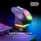 Turtle Beach Kone XP Air Wireless Customizable Ergonomic RGB Gaming Mouse, Bluetooth, 19K DPI Optical Sensor, 100-hour Battery & Charging Dock, 29 Programmable Inputs & RGB Lighting, 4D Wheel – White