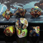 QMAY DND Dice Set - Polyhedral Dice (Blue Mix Blood red) 7 Pcs for Dungeon and Dragons D&D RPG Role Playing Games Dice with Dice Bag