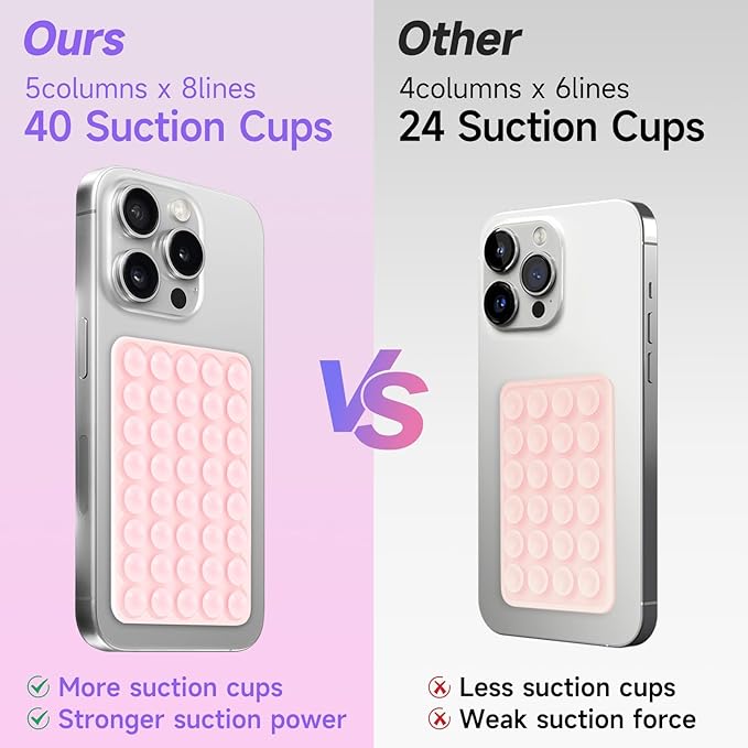 Silicone Suction Phone Case Mount, Non Slip Suction Cup Phone Mount, Phone Accessories Holder for Selfies and Videos, Silicon Adhesive Phone Stand Sticky for Cell Phone Pink