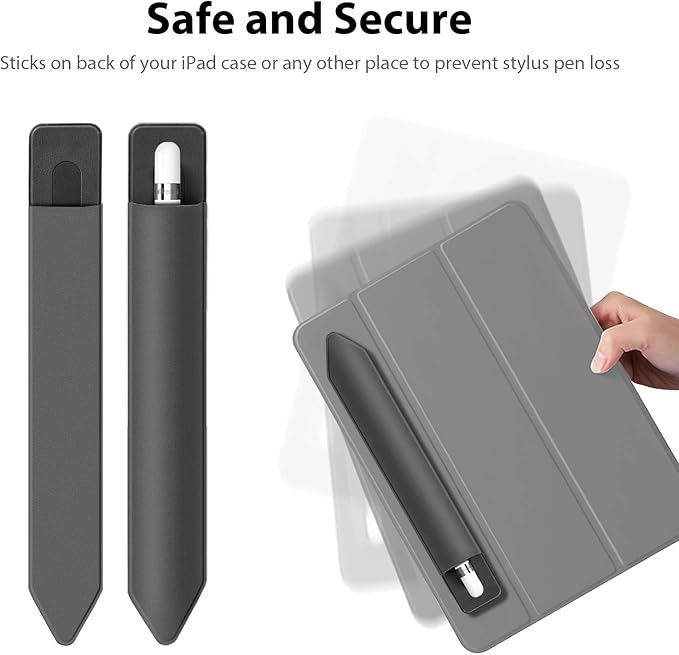 Doormoon Pencil Holder for iPad 2020/ Air/ 9.7 / Pro 10.5/12.9, Detachable Elastic Apple Pencil 5th Gen Leather Sleeve Pocket Pouch, Grey