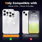 Hoerrye for iPhone 15 Pro Max/iPhone 15 Pro Camera Lens Protector [3+1] [Keep Lens Original Design] 9H Tempered Glass Camera Cover Screen Protector,White Titanium