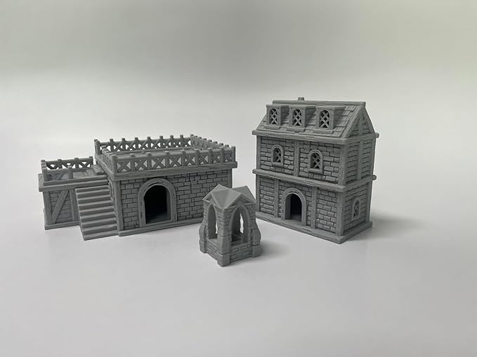 Paintable Tabletop Miniature Building Terrains Compatible with D&D and Alike RPG War Games - 18mm/28mm Scale Scenery with Medieval Gothic Architecture Style (18mm Scale)