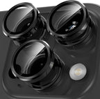 YWXTW Camera Lens Protector for iPhone 15 Pro/iPhone 15 Pro Max, [1 Step Installation Tray] Tempered Glass Screen Protector Metal Individual Camera Cover Accessories Case Friendly (Black Titanium)
