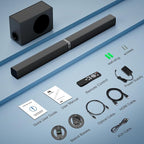 MZEIBO Sound bar with Subwoofer, 120W Bluetooth 5.0 TV Soundbar Home Theater System with Wired Subwoofer, Deep Bass Audio System with BT/ARC/Optical/AUX Connection for TV PC