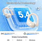 Wireless Earbuds 75hrs Bluetooth 5.4 Headphone Sport, 2025 Bluetooth Earbuds Stereo Deep Bass Over Ear Bud with Earhooks, ENC Noise Cancelling Mic, IPX7 Waterproof Earphone, Camel