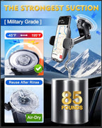 [Military-Grade Construction] Phone Holders for Your Car, 2025 New Car Phone Holder Cell Smartphone Mount Windshield Dashboard Suction Cup Stand Truck Cradle for iPhone Samsung Android All
