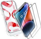 Screen Protector for iPhone 16e/14/13Pro/13 – Full Edge-to-Edge Protection with Oleophobic Coating – 9H Hardness Tempered Glass Screen Protector Set with Plastic Applicator - Black Design