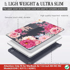 CISSOOK Laptop Cover, Hard Shell Case with Keyboard Cover for MacBook Air 13.6 inch M3 A3113 & M2 A2681, Gorgeous Flowers