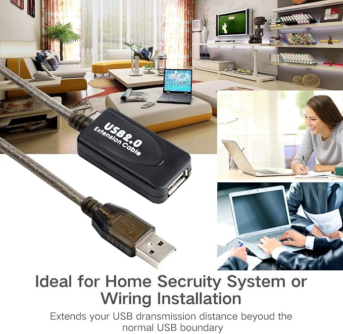 LDKCOK USB 2.0 Type A Male to A Female Active Repeater Extension Cable 60ft, High Speed 480 Mbps
