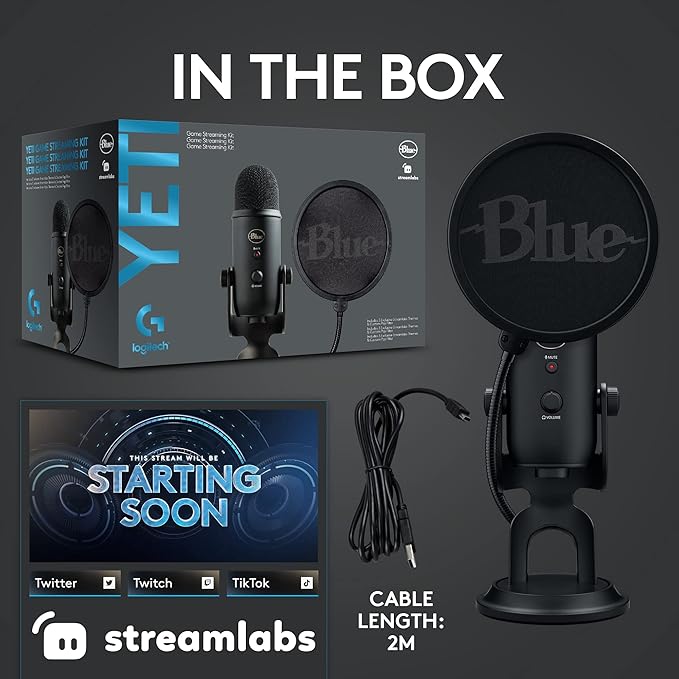 Blue Yeti Streaming Micophone Kit with Microphone for PC/Mac/PS4/PS5