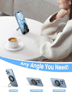 Lamicall 2025 [Stable Dual-Hinge] Magnetic Phone Grip Stand for MagSafe, Finger Ring Holder Phone Kickstand [Super Magnet] 360° Rotation Ring, Mag Safe Accessories for iPhone 16 15 14 Pro Max, Android