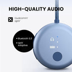Avantree SoundJet R1 – Airplane Bluetooth Adapter for Headphones & AirPods, aptX Adaptive, Qualcomm Chipset, 20H Battery, Wireless Audio Transmitter for in-Flight Travel Essentials - Sky Blue