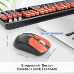 Wireless Keyboard and Mouse Combo, 104 Round Keys Cute Colorful Keyboard and Mouse with Retro Typewriter for PC/Mac/Laptop/Tablet/Computer/Windows Black Red