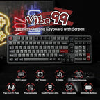 Vibe99 Wireless Gaming Keyboard with 1.06'' Screen, 96% Hot Swappable Creamy Mechanical Keyboard with Gasket Structure, BT5.0/2.4GHz/USB-C, 5-Layer Padding, RGB, NKRO for Win/Mac (Black)