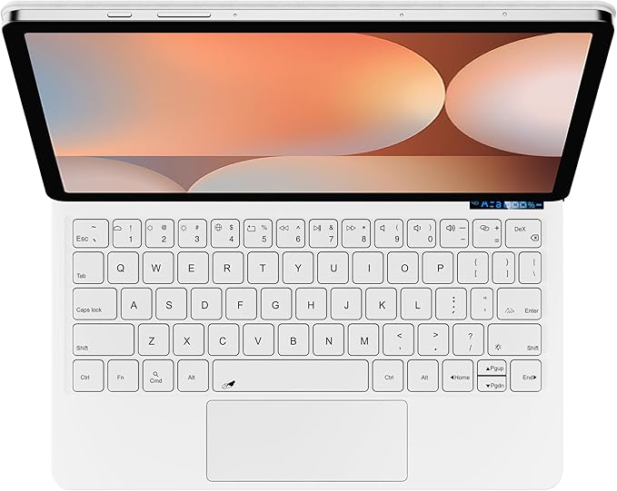 Keyboard Case for 12.4-inch Samsung Galaxy Tab S10+ Plus/S9+ Plus/S9 FE+ Plus/S8+ Plus/S7FE/S7+ Plus, 7 Colour Backlit, Multi-Touch Trackpad, Floating Magnetic Design, Battery Display, White