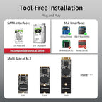 Unitek M.2 NVME SATA SSD Enclosure-2 in 1 Tool-Free Portable 10Gbps NVMe PCI-E M.2 and SATA SSD External Adapter USB 3.2 Hard Drive Reader for 2230/2242/2260/2280 NVMe and 2.5" /3.5" SSD