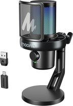 MAONO Wireless Gaming Microphone for PC, Condenser USB Mic with Software AI Voice Change,3-Level Noise Cancellation,Custom RGB, for Streaming Recording Podcast PS5 PS4 Twitch YouTube (DM40 Pro-Black)